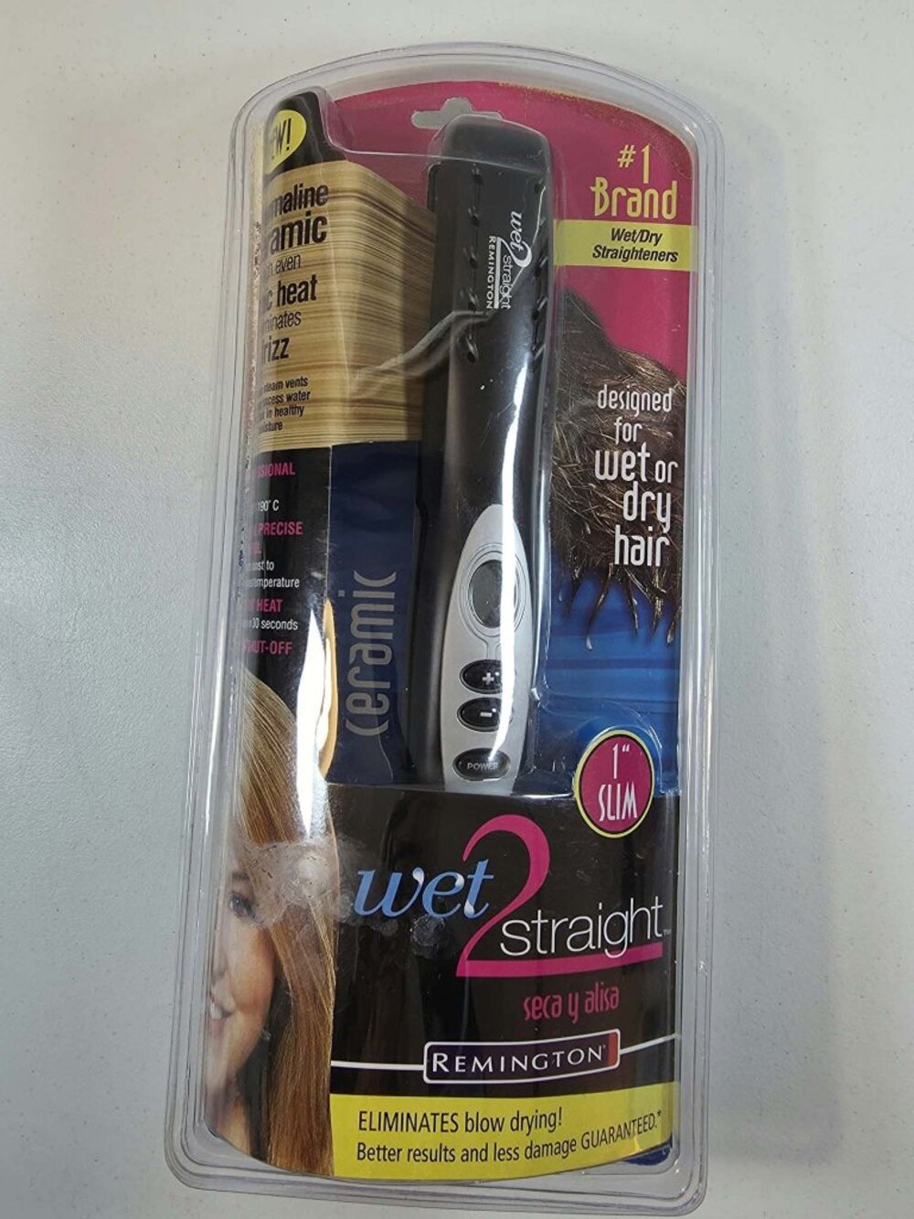REMINGTON WET 2 STRAIGHT FLAT IRON 1" SLIM TOURMALINE CERAMIC HAIR STRAIGHTENER